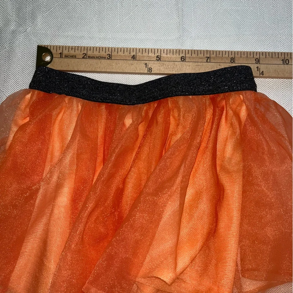 Elastic Waist Skirts with Tulle Set of 2 Orange Skirt & White Metallic Stripe 2T